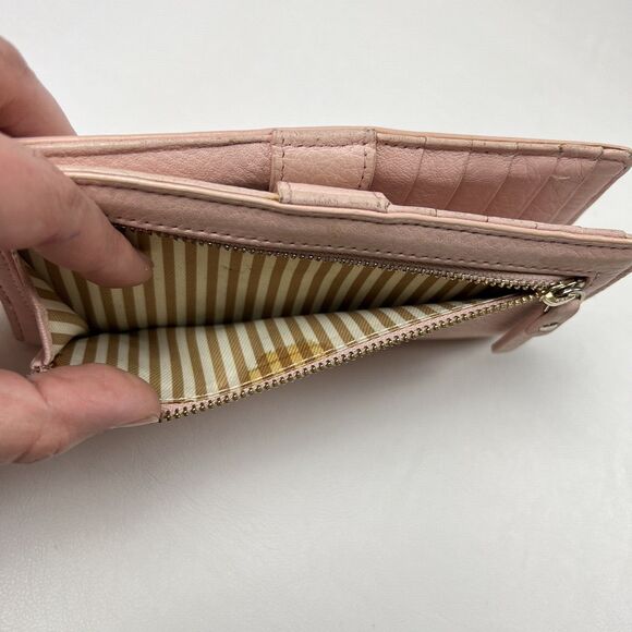 KATE SPADE Bifold Wallet Cobble Hill Blush Pink Pebbled Leather Clutch Preppy - Picture 9 of 9